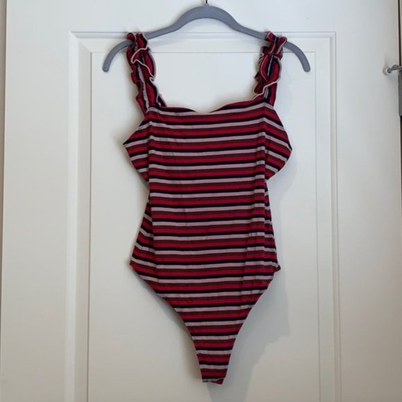 Elodie Striped Ruffle Strap Bodysuit - NWT! - Picture 4 of 7